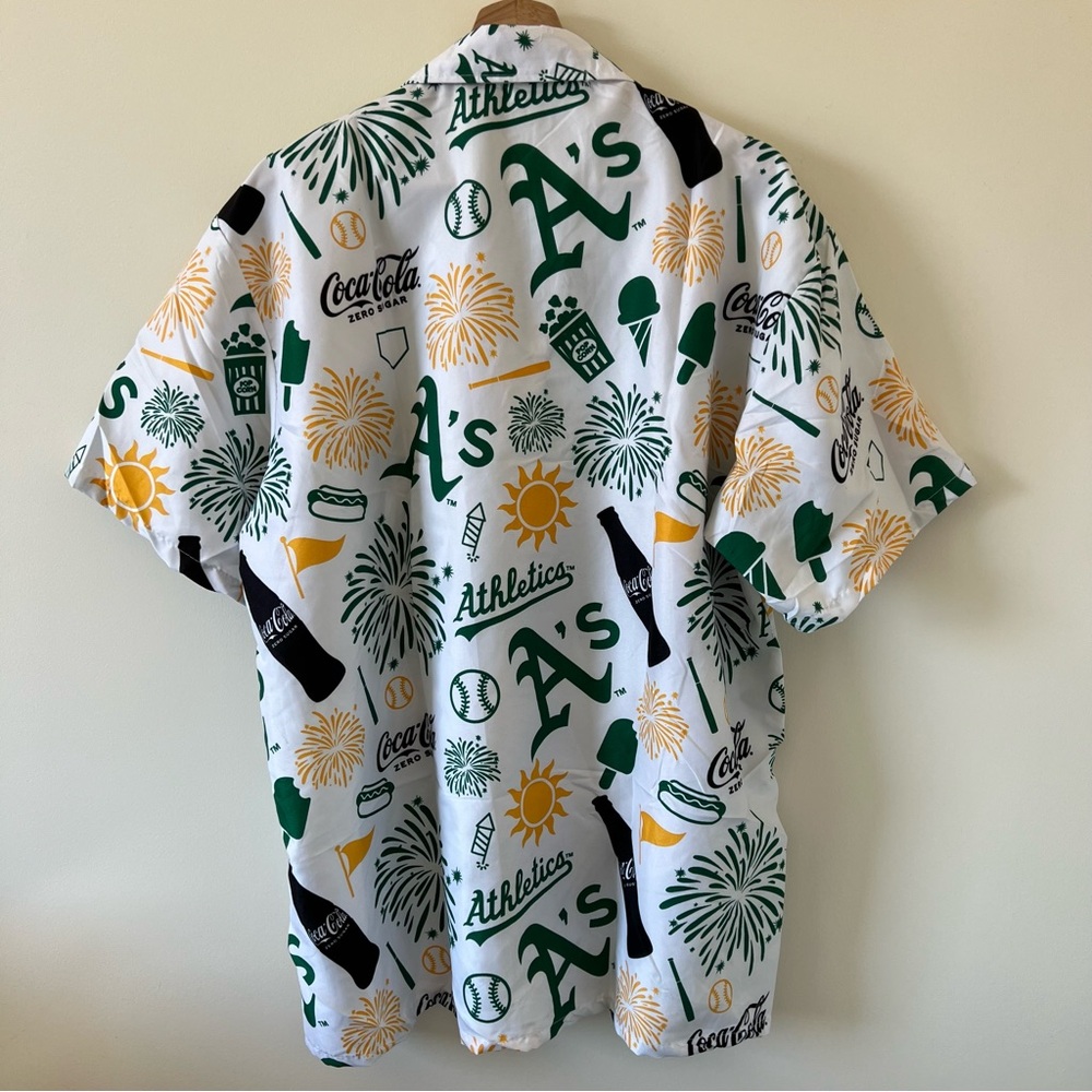 Oakland Athletics A’s Hawaiian Button-up Graphic Shirt Top MLB - Picture 3 of 6